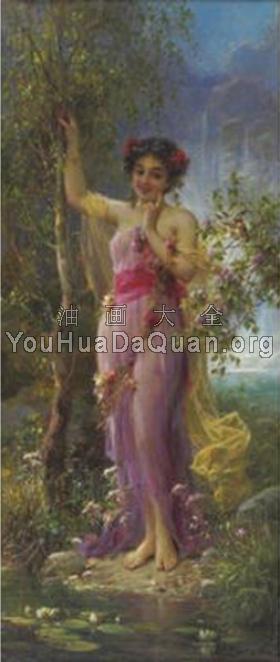 Girls with garlands of flowers - 汉斯·萨茨卡